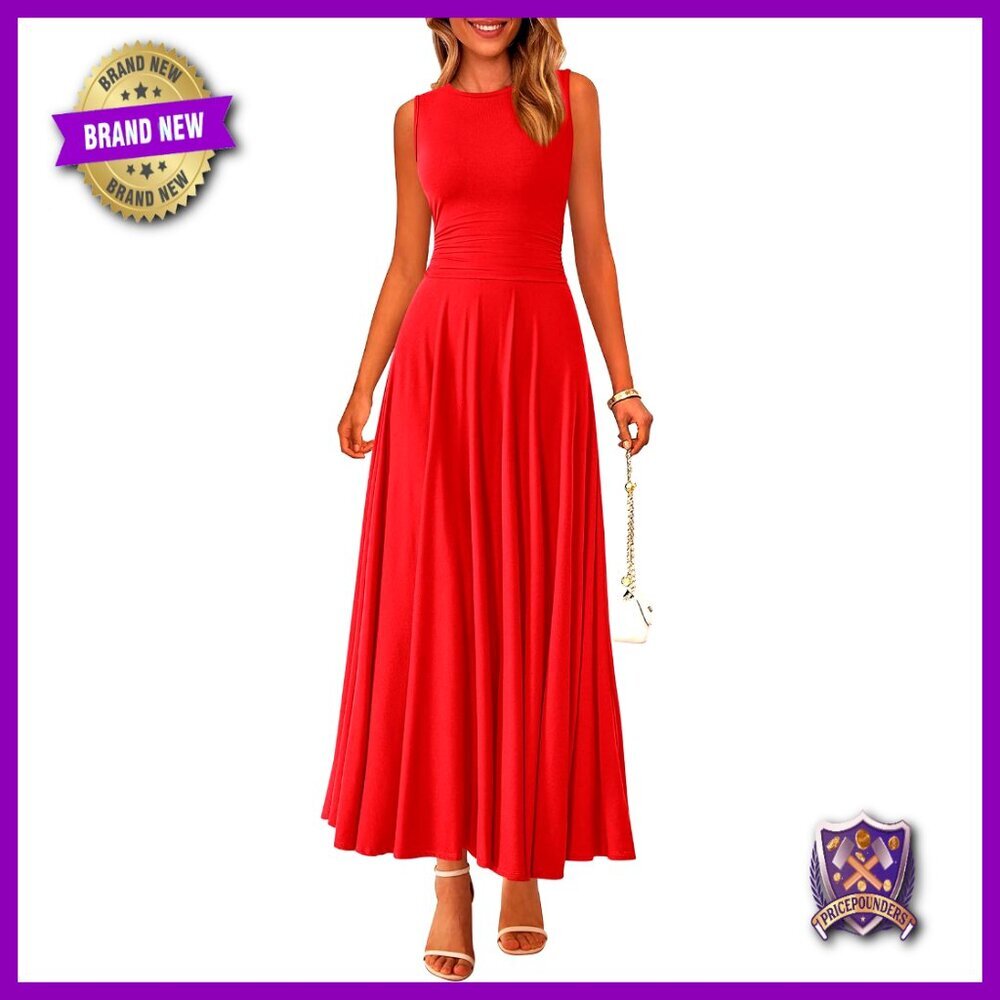 Sleeveless A-Line Maxi Dress Stretch Tank Flowy Casual Boho Chic Maternity